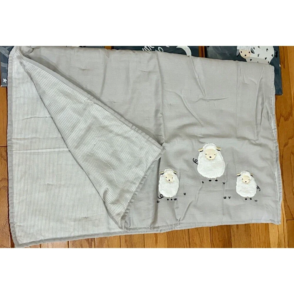 8 Pc. Signature Lambs & Ivy Goodnight Sheep Collection Grey Bedding Crib Set